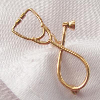 Pins - Pines "Golden / Silver Stethoscope"
